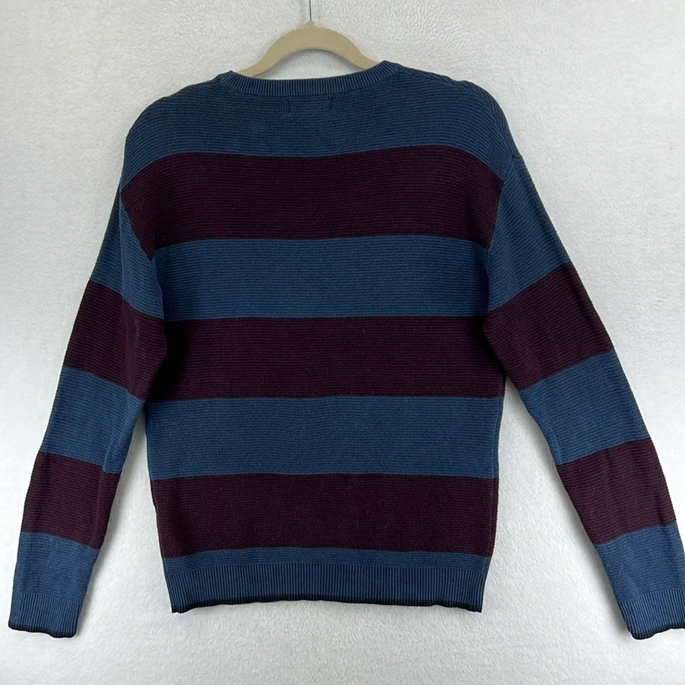 Zara Man Pullover Sweater Sz S/M* Blue/Purple Crew Neck Striped Cotton Blend